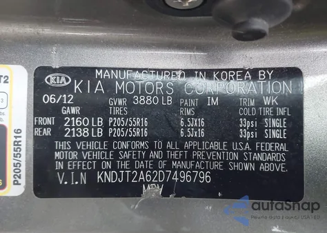 2013 Kia Soul + from USA, damaged, VIN KNDJT2A62D7496796